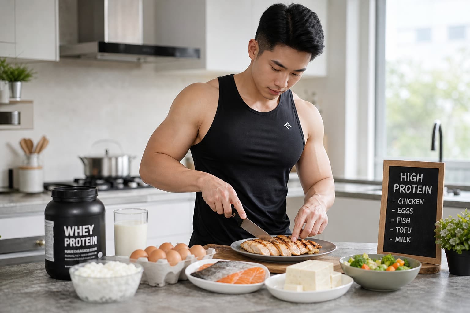 Người Việt chuẩn bị các món giàu protein: ức gà, trứng, cá, đậu phụ